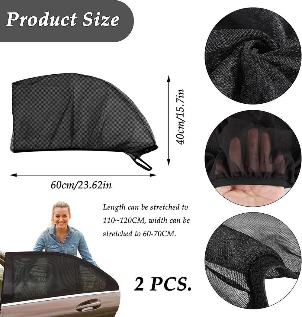 2-Pack Car Sunshade Mosquito Net, Compatible with Most Cars, Attached Over Door