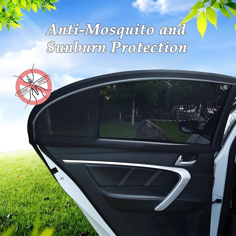 2-Pack Car Sunshade Mosquito Net, Compatible with Most Cars, Attached Over Door