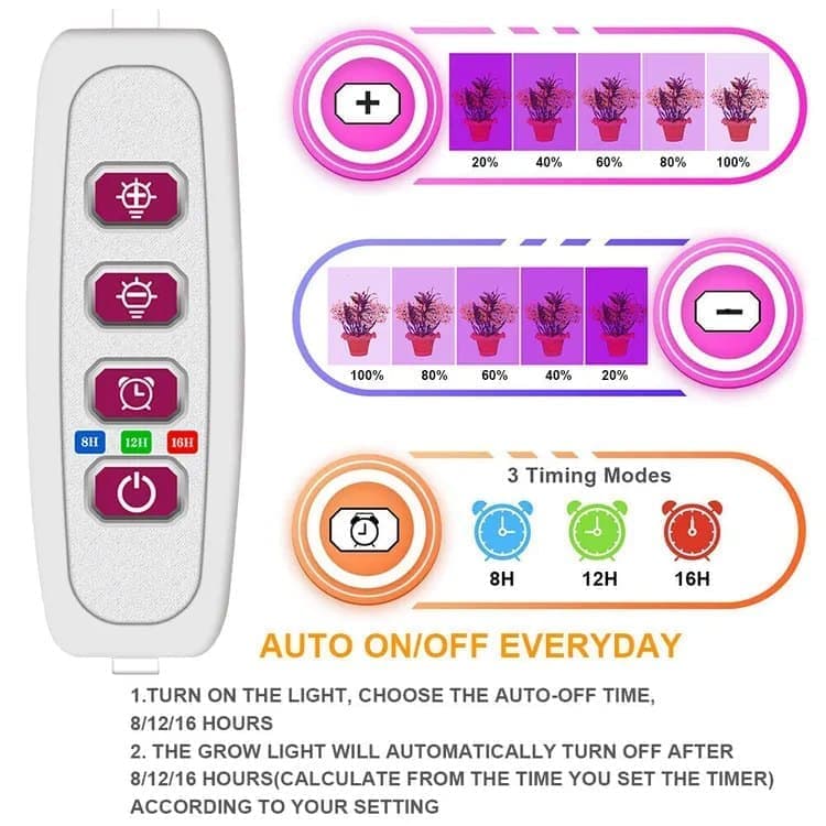2 pcs LED Grow Light 4000K Full Spectrum with Timer, Adjustable USB Plant Lighting for Small Plants, Beige