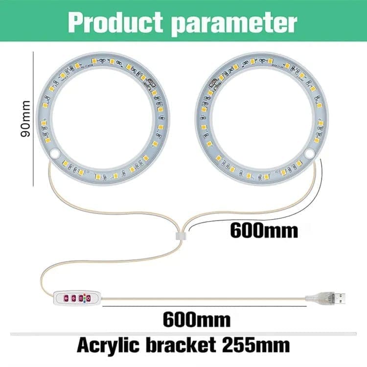 2 pcs LED Grow Light 4000K Full Spectrum with Timer, Adjustable USB Plant Lighting for Small Plants, Beige