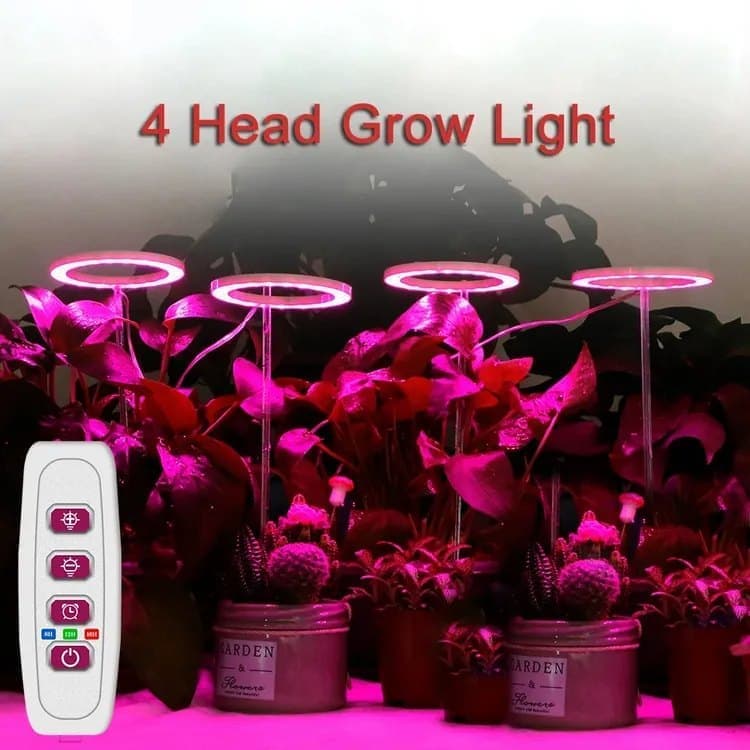 2 pcs USB LED Grow Light 4000K Full Spectrum Plant Lighting with Timer Adjustable, Pink