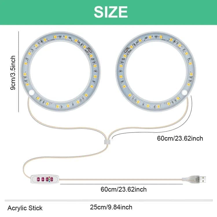 2 pcs USB LED Grow Light 4000K Full Spectrum Plant Lighting with Timer Adjustable, Pink