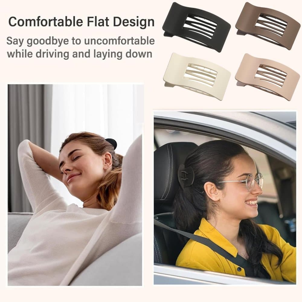 4-Pack Multicolored Hair Clips, Ergonomic Curved Flat Clips for Thin and Thick Hair with Strong Grip, Oval/Square