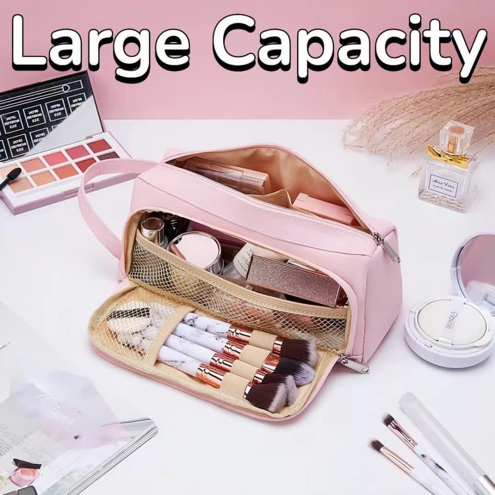 Large Capacity Pencil Case 4 Compartments, Pink/Green/Black, for School Travel Students