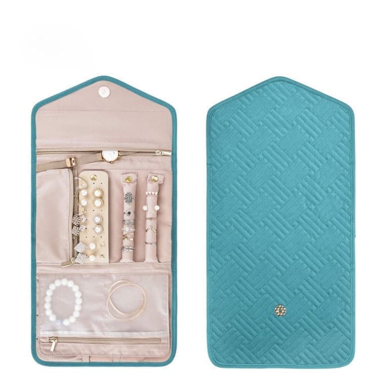Green Travel Jewelry Box with Compartments, 23cm, Compact Jewelry Storage Bag Easy to Carry
