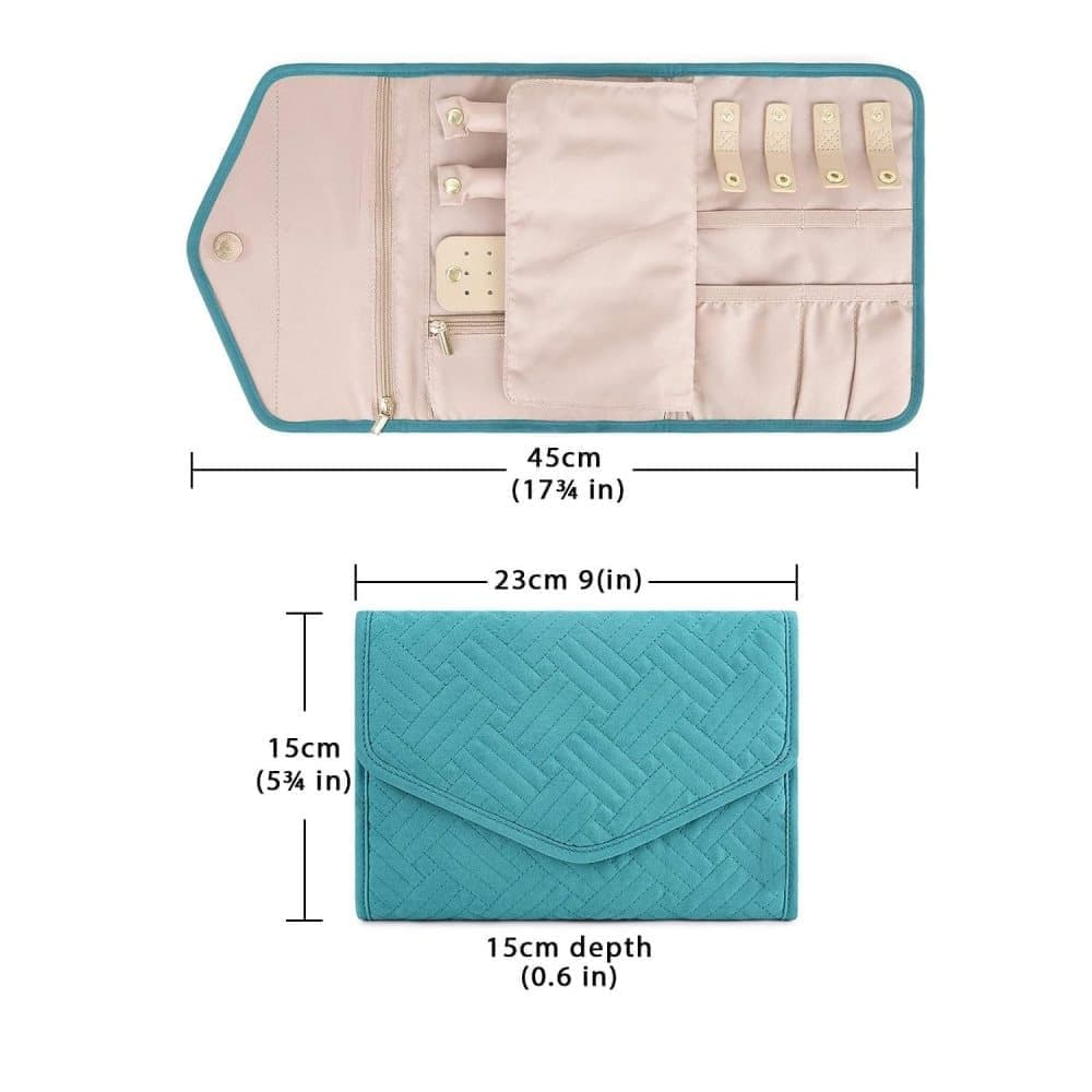 Compact Travel Jewelry Box with Compartments, Dark Blue, 23cm