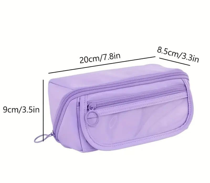 1 Large Waterproof Pencil Case with Zipper, Multifunctional Travel Pencil Box for Students & Office, Blue