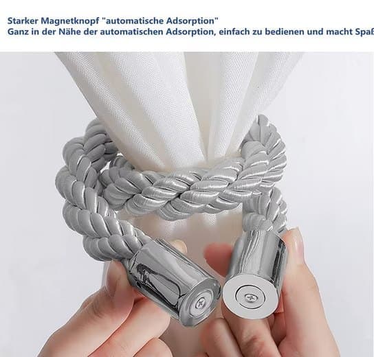 4-Pack Magnetic Curtain Tiebacks with Buckle No-Drill, Beige