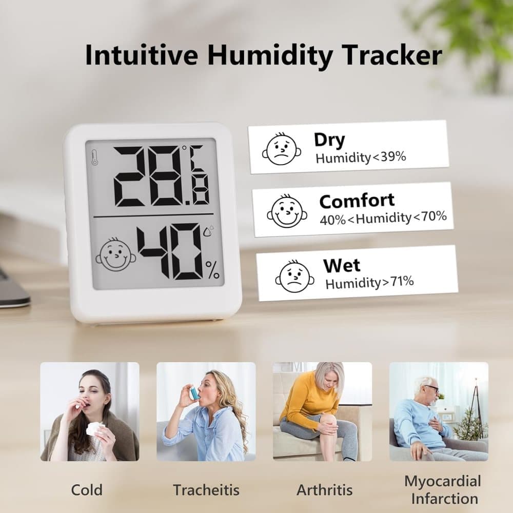 Wireless Thermometer Hygrometer Indoor Outdoor, White Black