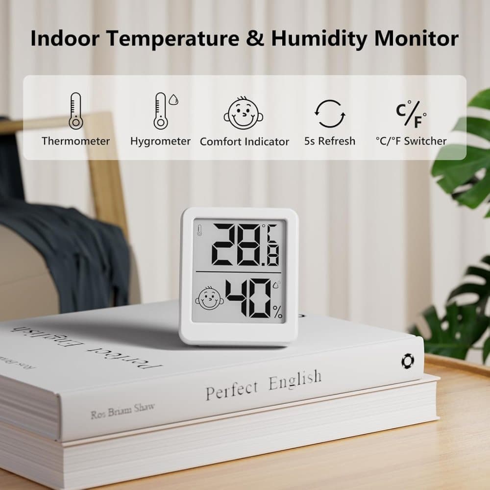 Wireless Thermometer Hygrometer Indoor Outdoor, Black