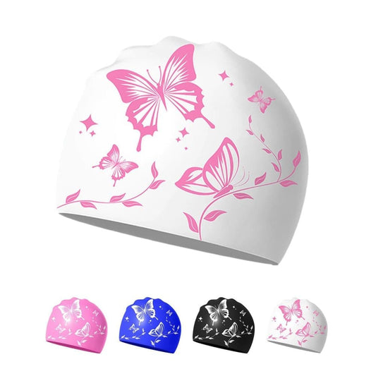 Waterproof Silicone Swimming Cap for Adults, Non-Slip Elastic Comfortable Swim Cap for Swimming and Water Activities, White