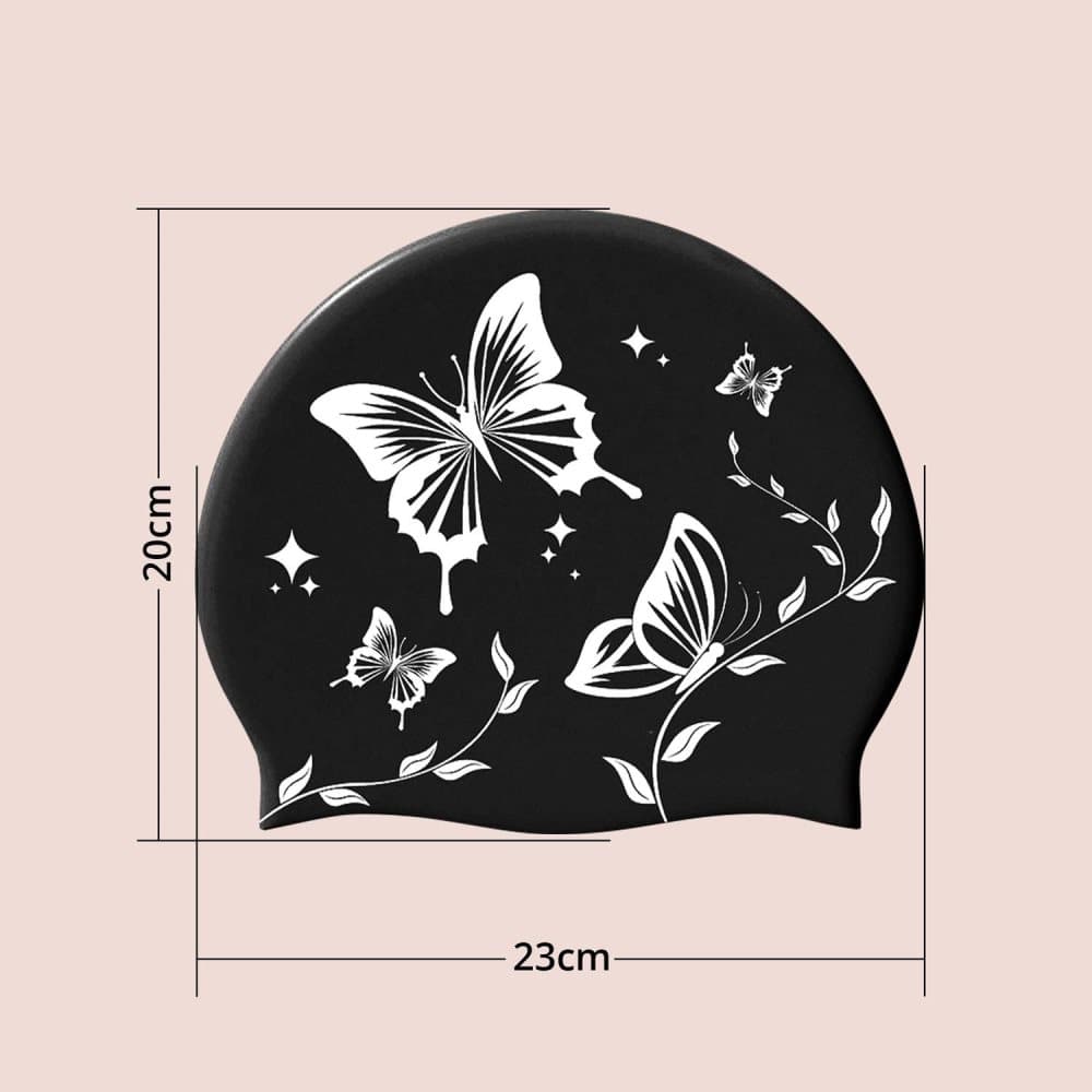 1 Waterproof Silicone Swimming Cap Non-Slip Elastic Comfortable for Adults, One Size, Black