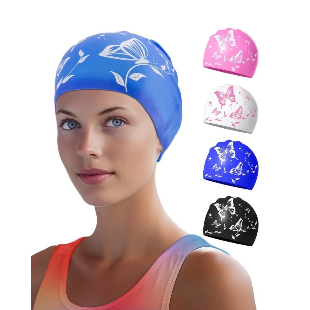 Waterproof silicone swimming cap for adults, non-slip elastic and comfortable, for swimming and water activities, Blue