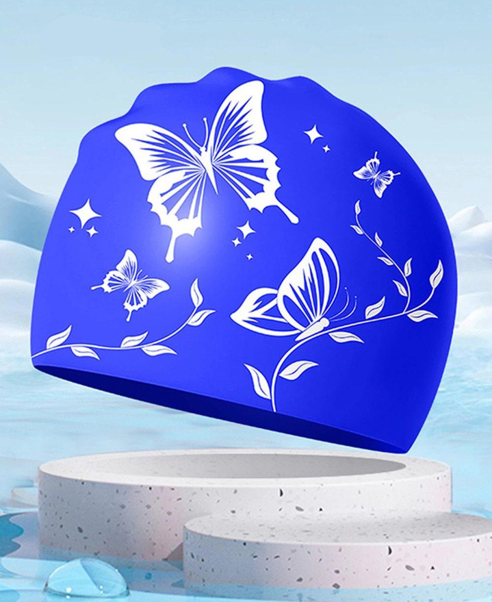 Waterproof silicone swimming cap for adults, non-slip elastic and comfortable, for swimming and water activities, Blue