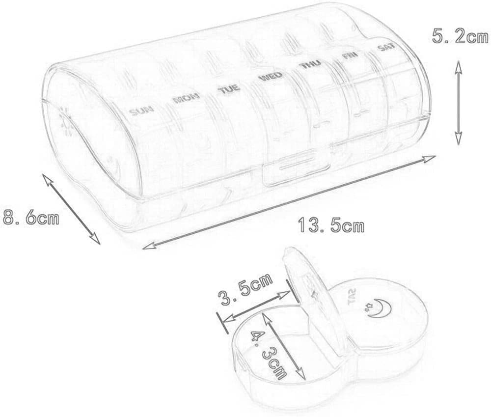 7-Day Round Medicine Dosett Storage with 7 Compartments, compatible with Oral-B, Black