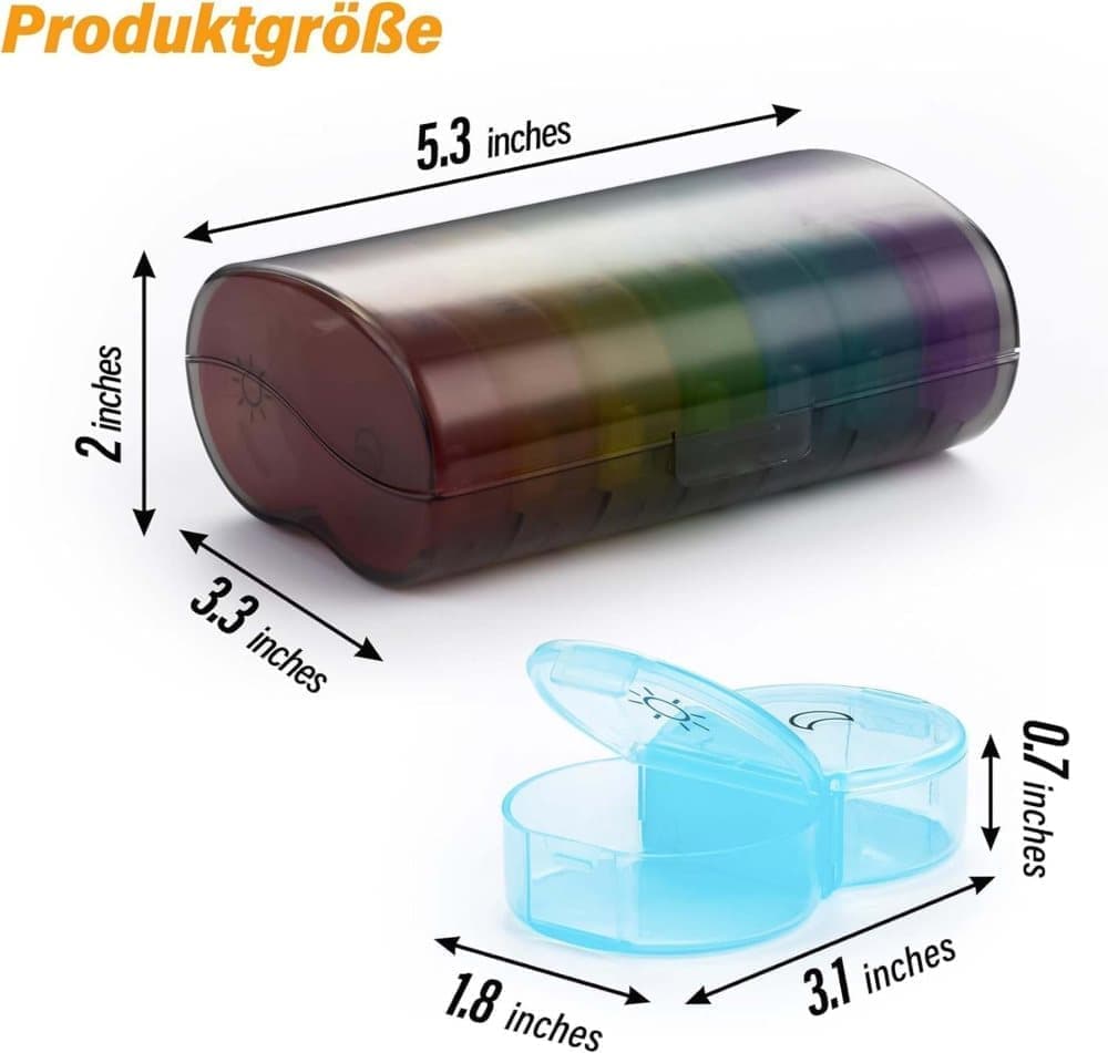 7-Day Round Medicine Dosett Pill Organizer, 1 Count, Gray, 7 compartments