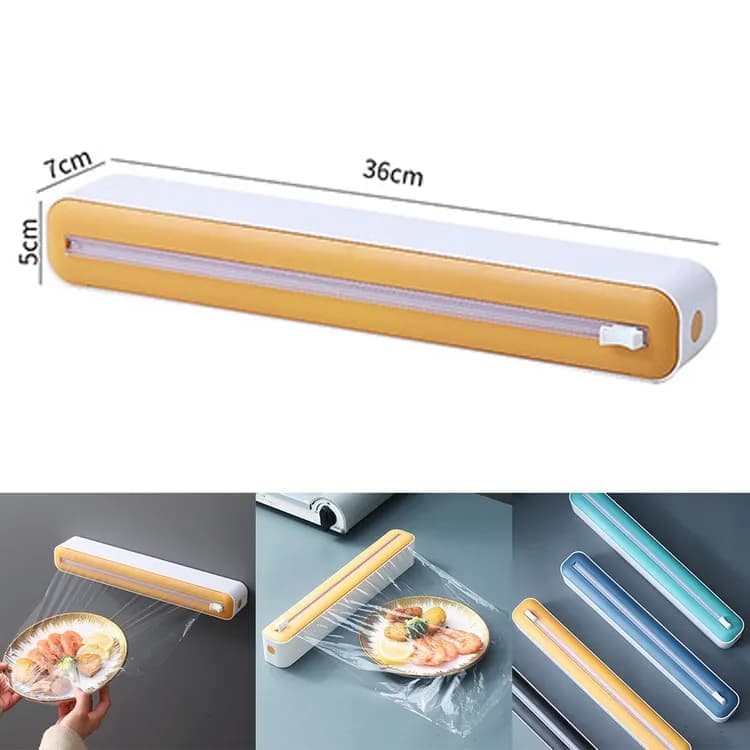 36 Pcs Aluminum Foil Cutter Holder, Yellow Plastic and Aluminum Foil Dispenser, 36x7x5cm