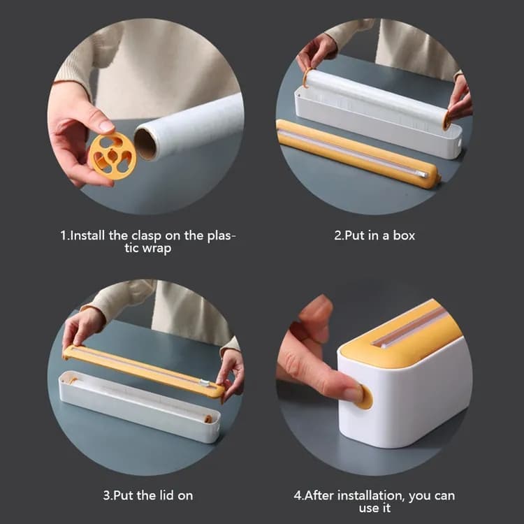 36 Pcs Aluminum Foil Cutter Holder, Yellow Plastic and Aluminum Foil Dispenser, 36x7x5cm
