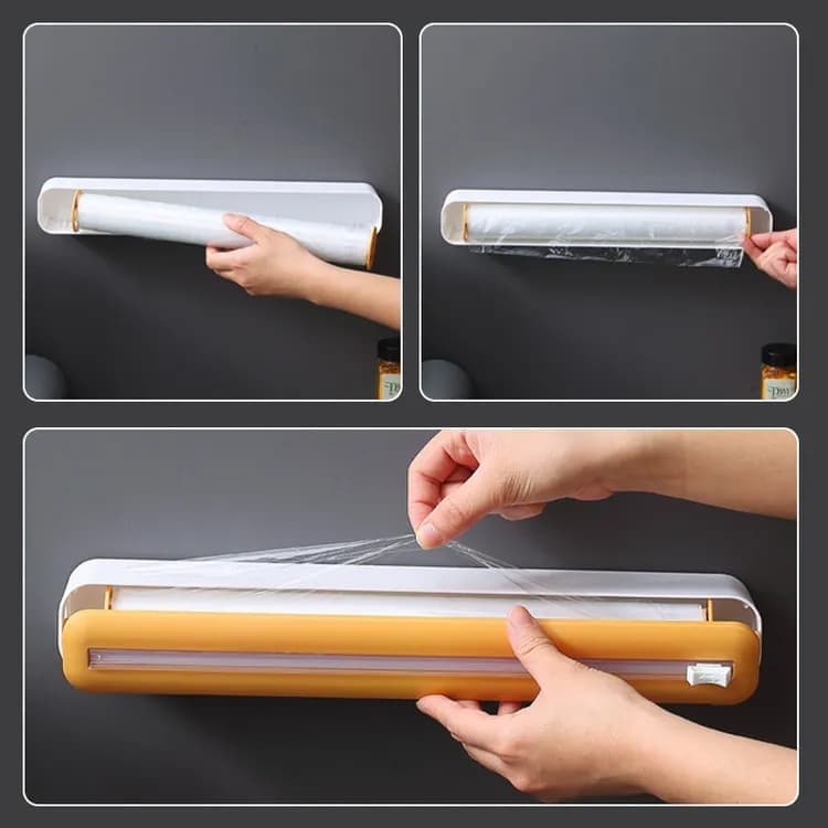 36 Pcs Aluminum Foil Cutter Holder, Yellow Plastic and Aluminum Foil Dispenser, 36x7x5cm