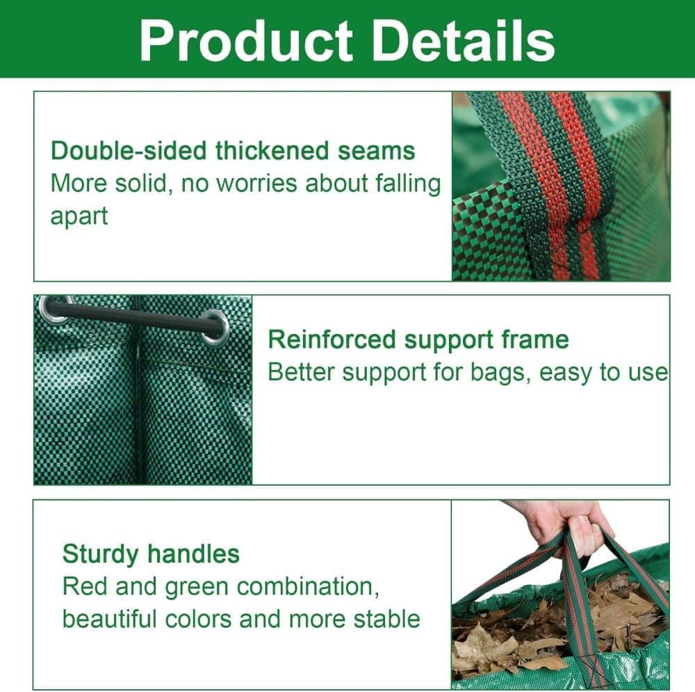 5000L Large Capacity Garden Bags with Handles, Self-Standing and Robust for Leaves Lawn Hedges and Garden Waste, 80 x 100cm