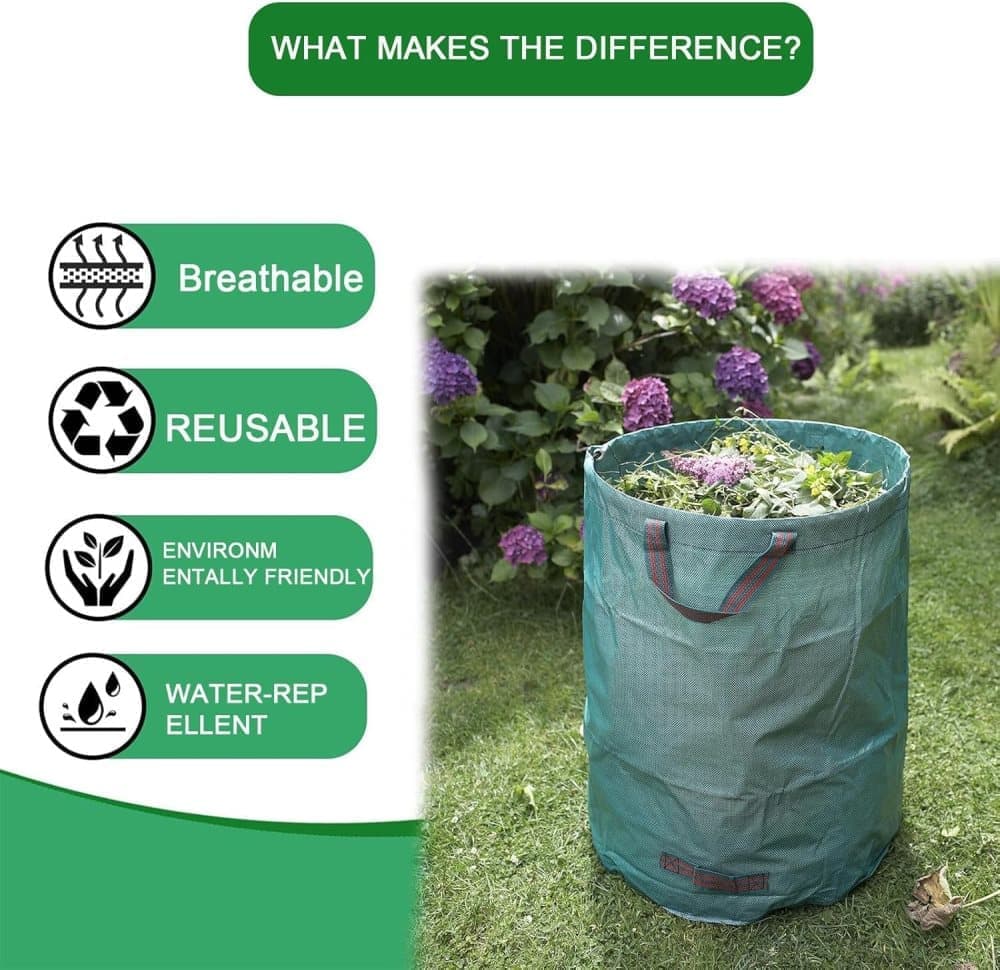 2 Large Capacity Garden Bags with Handles, Self-Standing and Robust for Leaves Lawn Hedges and Garden Waste, 67 x 76cm