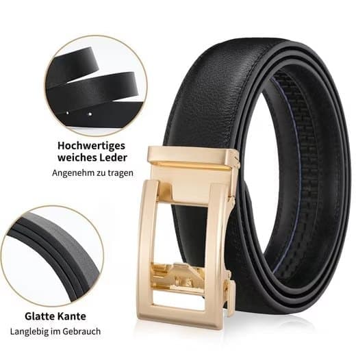 Black Unisex Leather Belt with Adjustable Buckle, 115/125 cm