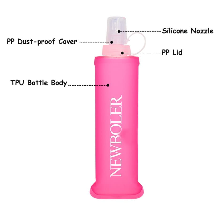 500ml Foldable Water Bottle BPA-Free Soft Bottle for Marathons Camping Hiking, 500ml, Purple