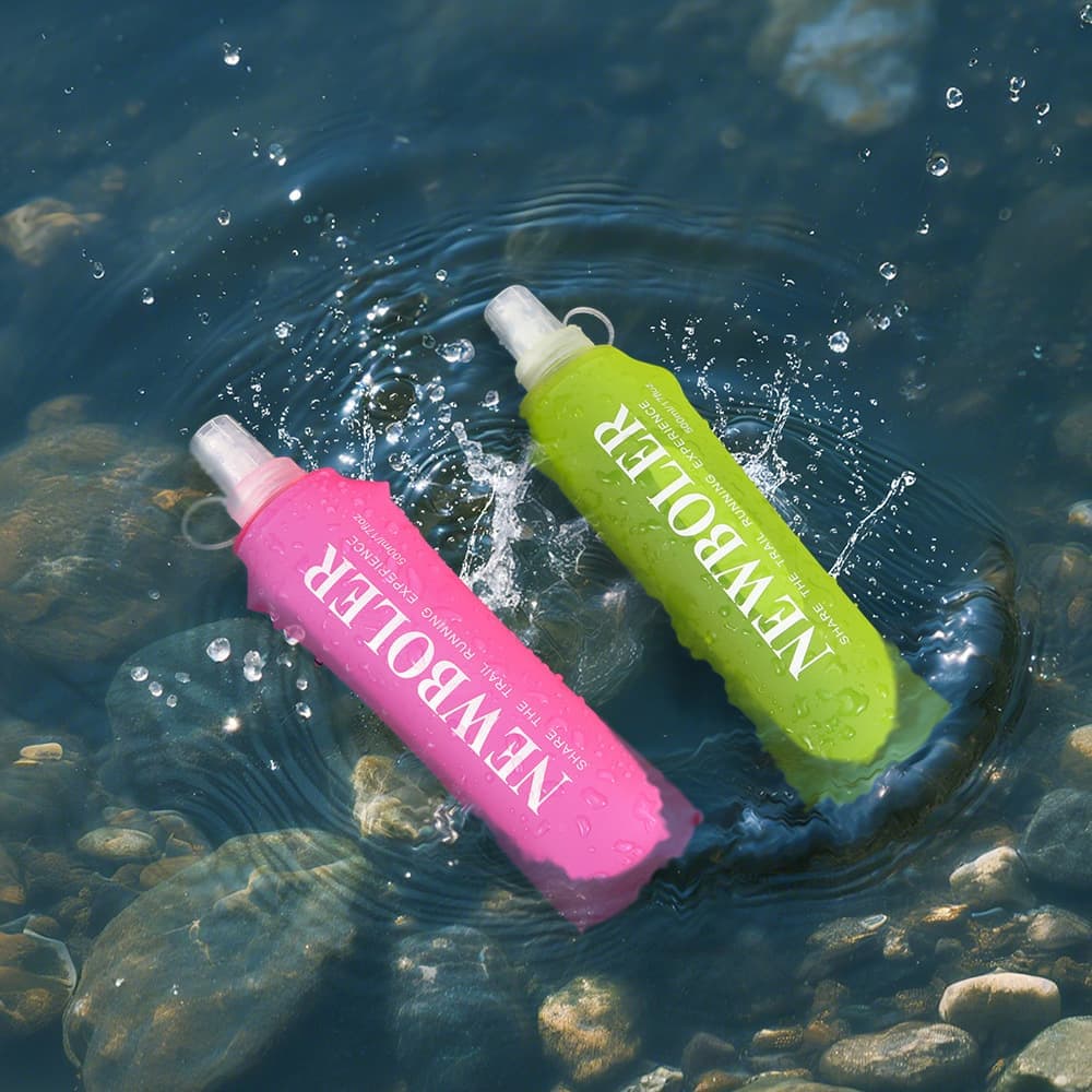 150ml Foldable Water Bottle BPA-Free Soft Bottle for Marathons Camping Hiking, 150ML, Dark Pink