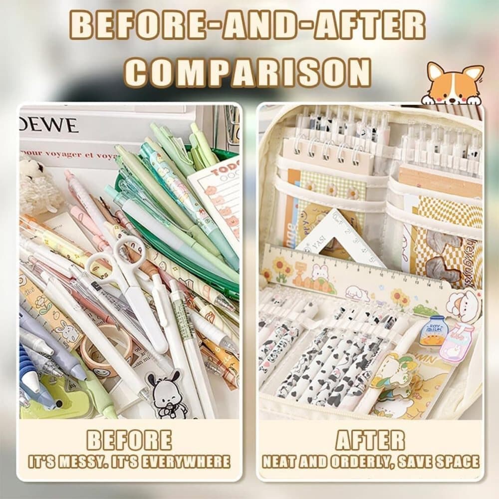1 Pack Stylish Zipper Pencil Case Large Capacity Multifunctional Travel Pencil Box for School and Office, Brown