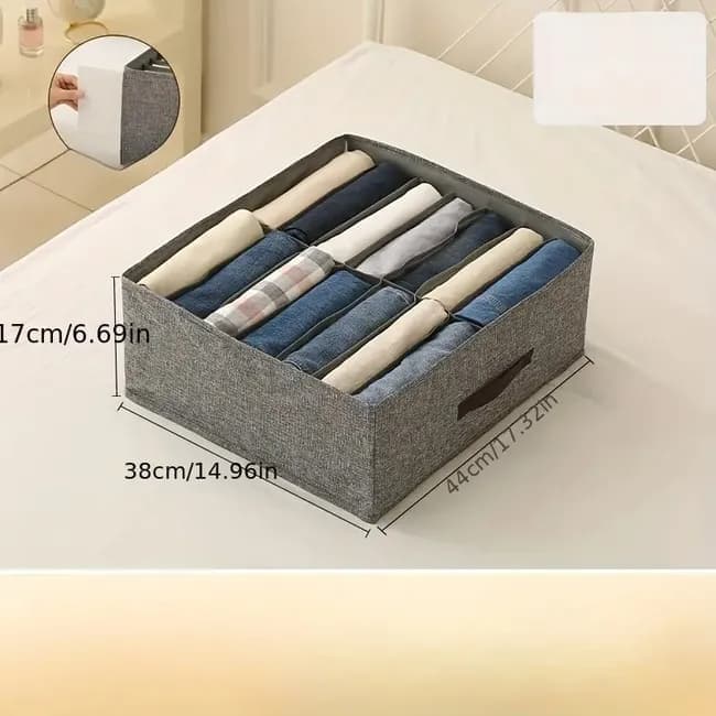 Collapsible Stackable Storage Box with Compartments and Reinforced Handles for Clothes Toys