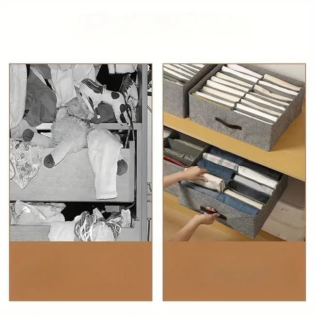 Collapsible Stackable Storage Box with Compartments and Reinforced Handles for Clothes Toys