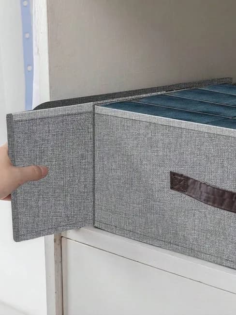 Collapsible Stackable Storage Box with Compartments and Reinforced Handles for Clothes Toys