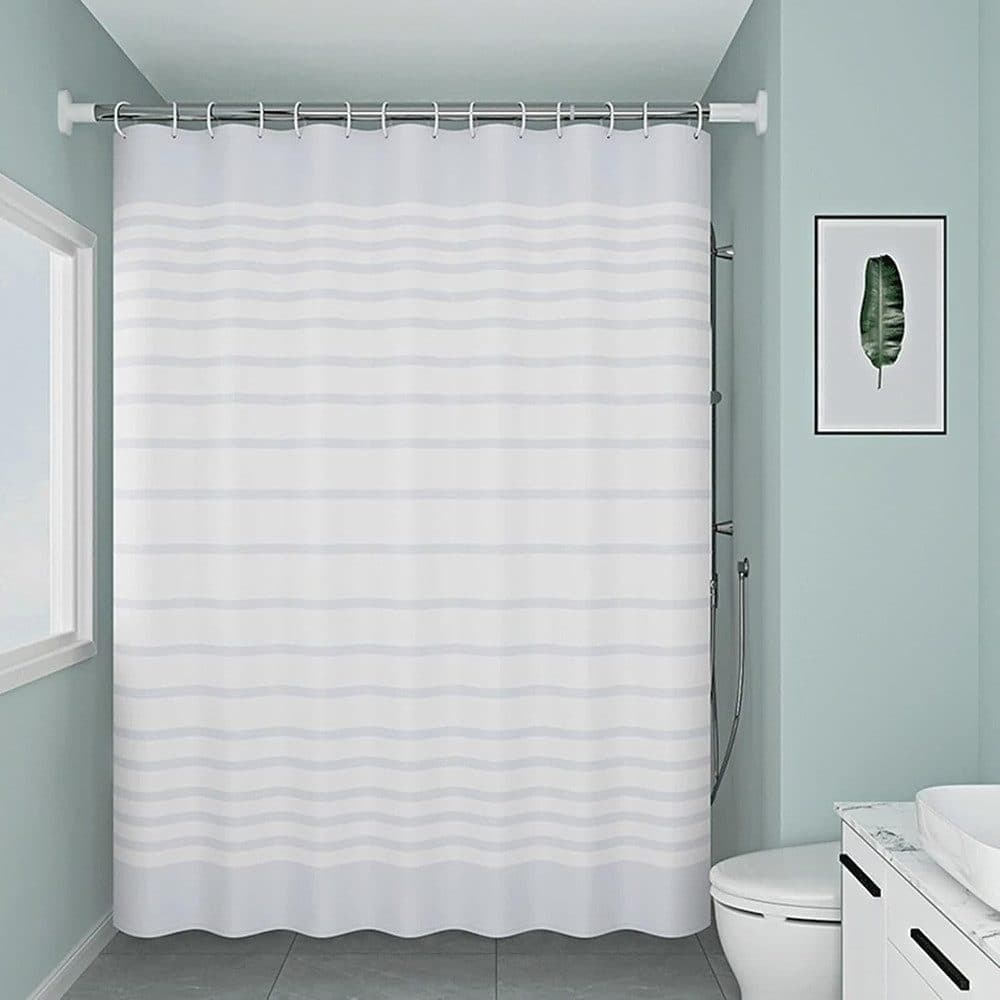 Waterproof PEVA Shower Curtain with Hooks, Mildew Resistant Bathroom Curtain, 200x180cm