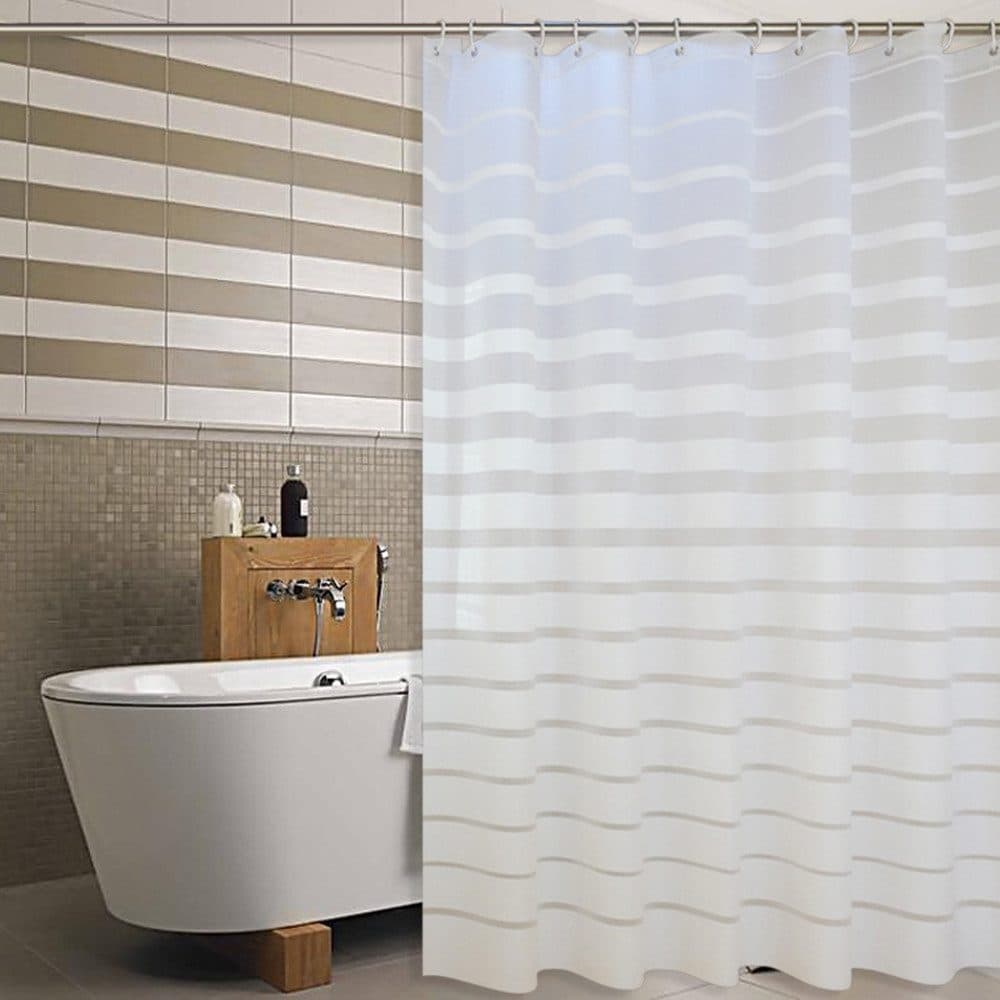 Waterproof PEVA Shower Curtain with Hooks, Mildew Resistant Bathroom Curtain, 150x180cm