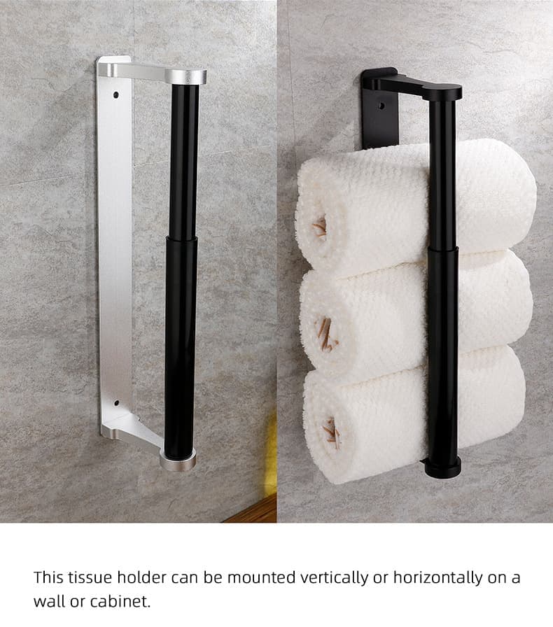 Aluminum Self-Adhesive Paper Towel Holder, No Drilling Required, Silver, 32.5x9.8cm