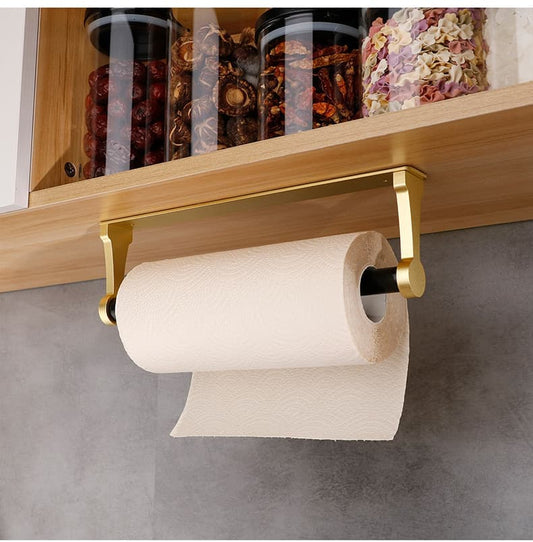 Self-Adhesive Paper Towel Holder for Kitchen & Bathroom, 32.5x9.8cm, No Drilling Required, Gold
