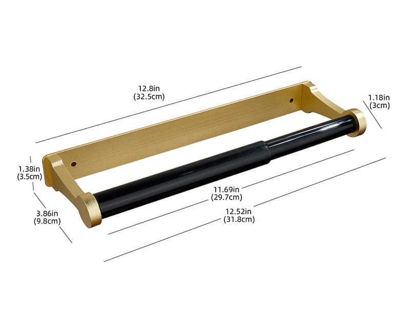 Self-Adhesive Paper Towel Holder for Kitchen & Bathroom, 32.5x9.8cm, No Drilling Required, Gold