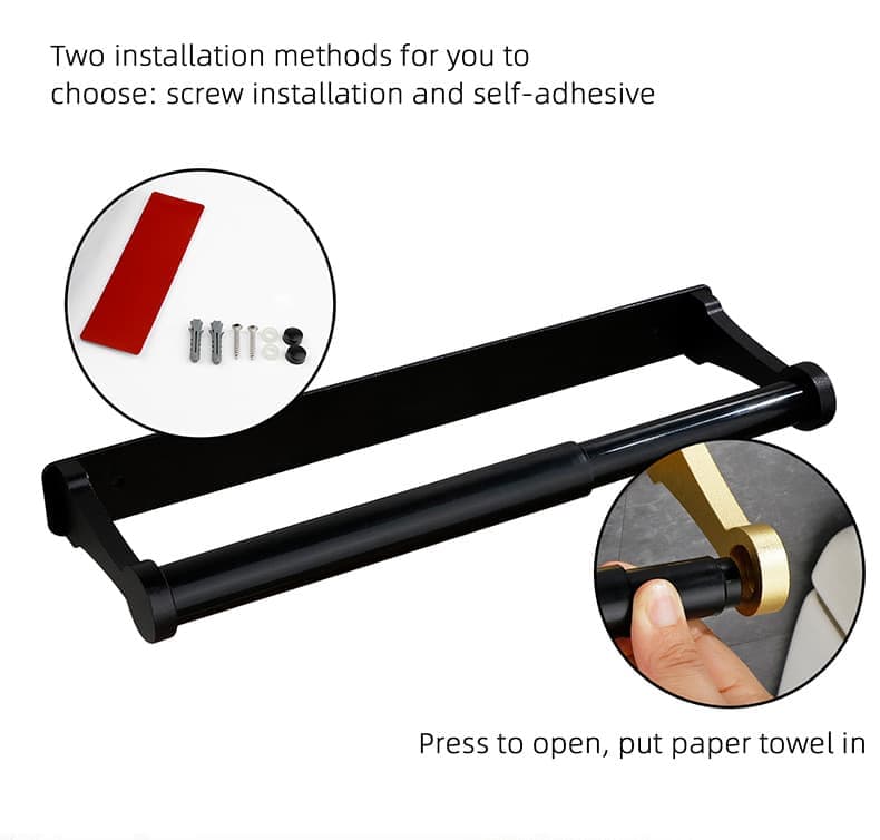 Self-Adhesive Paper Towel Holder for Kitchen & Bathroom, 32.5x9.8cm, No Drilling Required, Gold