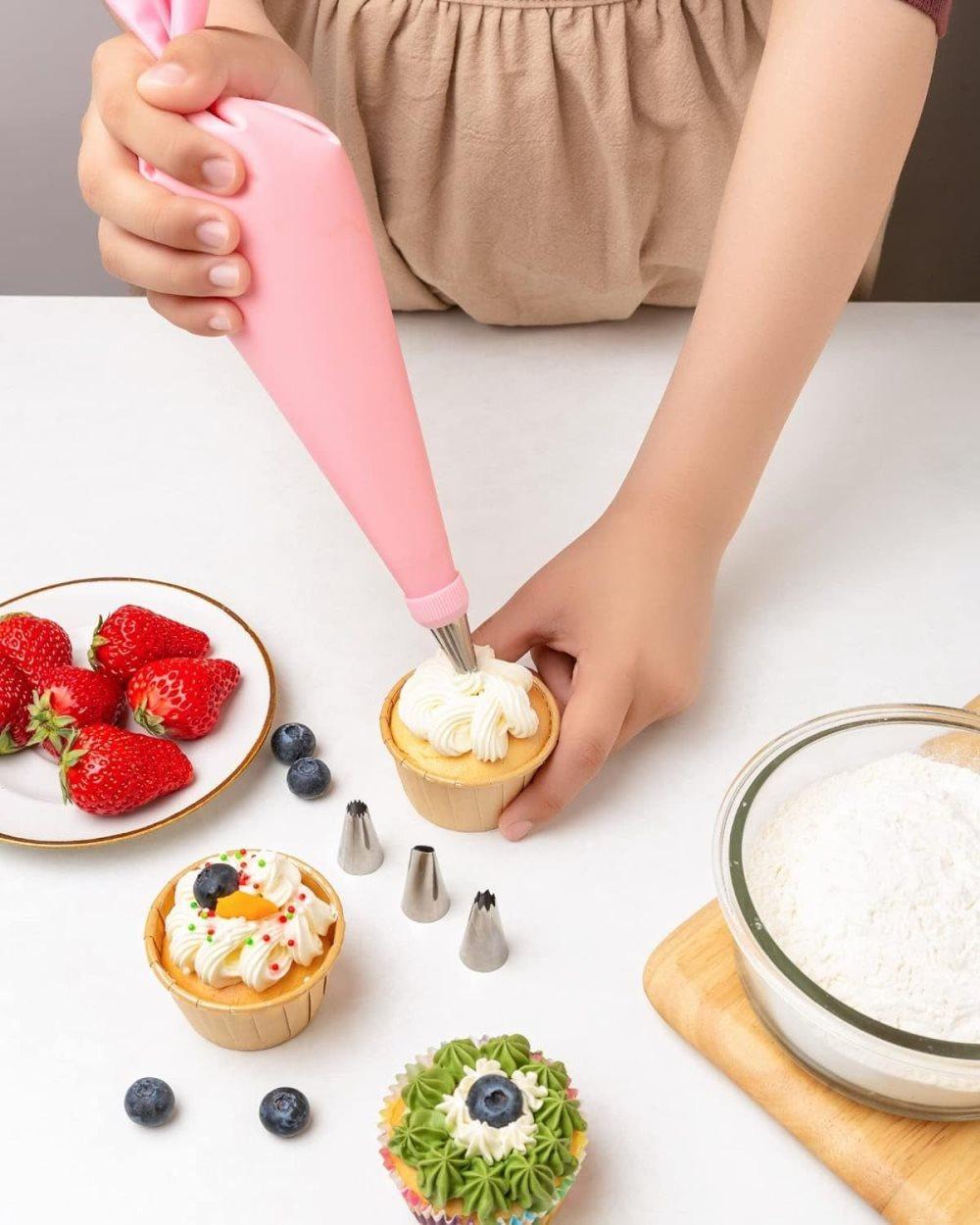 40 Pieces Cake Decorating Piping Set with Icing Nozzles, Compatible with Decorating Bag