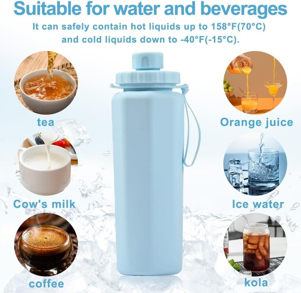 1 Foldable Water Bottle 600ml BPA-Free Lightweight for Travel Gym Camping, Green