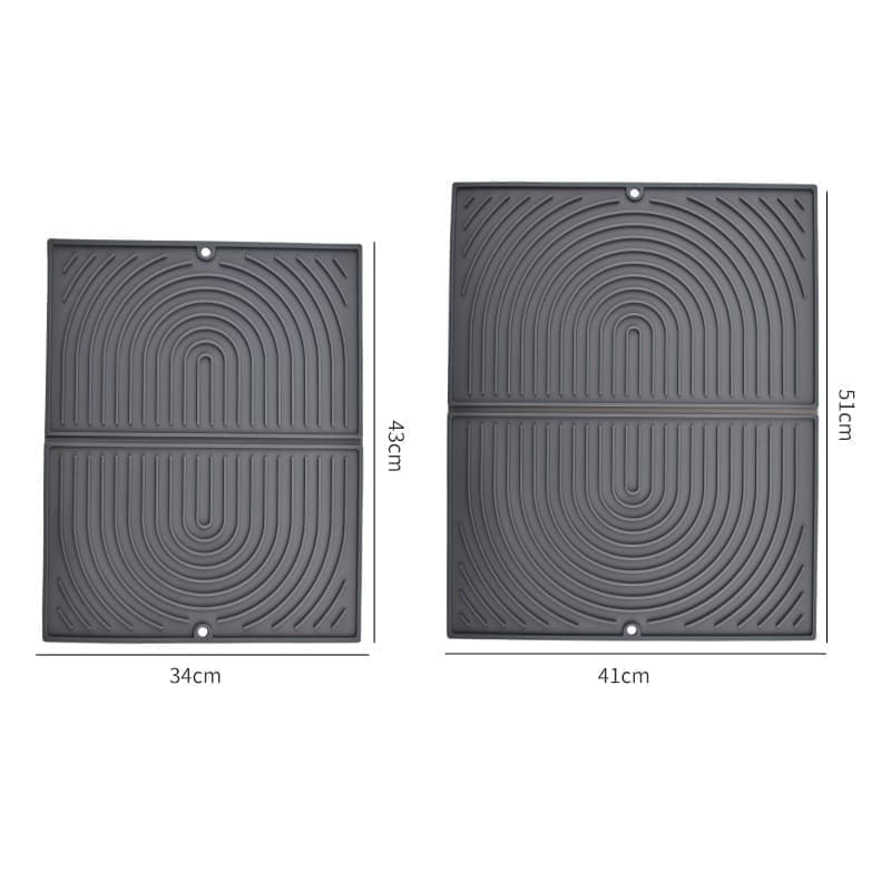 Non-Slip Foldable Silicone Kitchen Counter Mat with Water Drainage, 51cm x 41cm, Grey