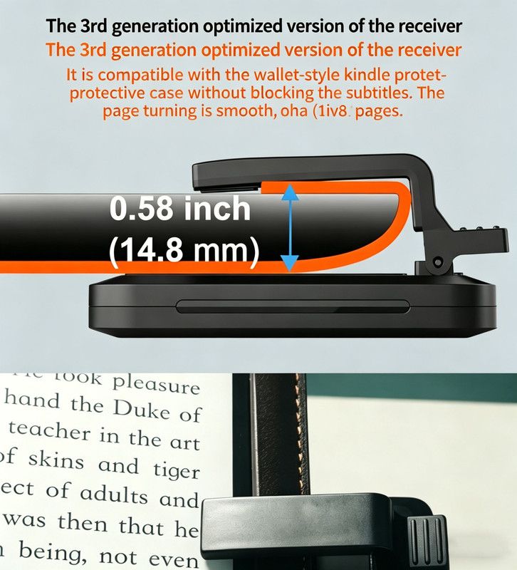 Rechargeable E-Reader Page Turner Remote with Clip - 2-in-1 Bluetooth Clicker for Kindle, Kobo, Oasis,Reusable Page Flipper for eBook Reading & Photography