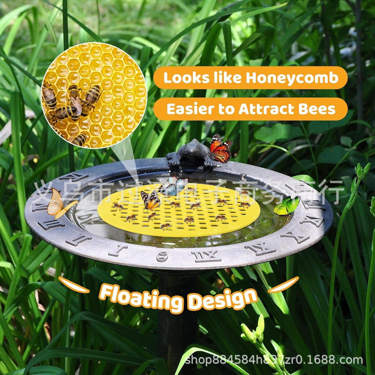 Bee Watering Tray (EVA) Size: Floating Color: Yellow Outdoor Use (1pc)