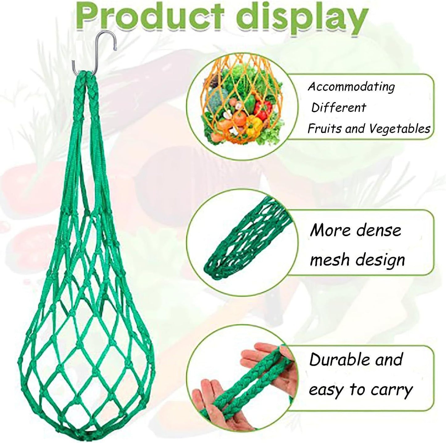 Hanging Feeding Net Bag (Nylon) Size: 570mm Color: Green for Parrots (2pc)