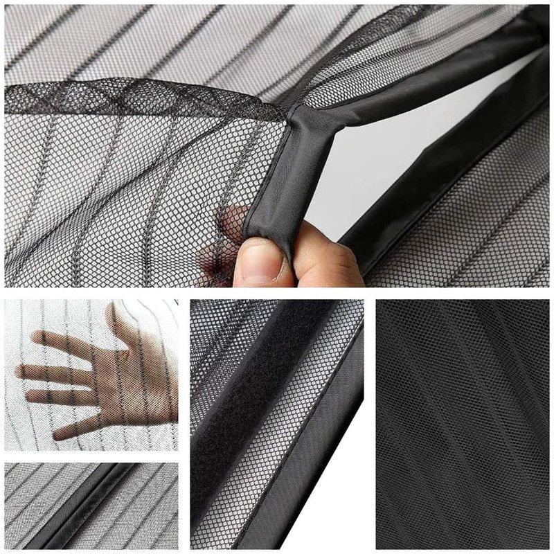 Magnetic Door Screens - 90x210 cm Self-Closing - High-Density Insect Mesh - No Drilling Required - Black
