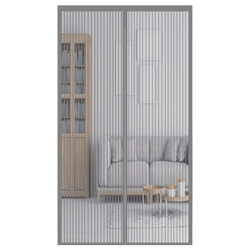 Magnetic Door Screens - 100x210 cm Self-closing - High-Density Insect Screen - No Drilling Required - Grey