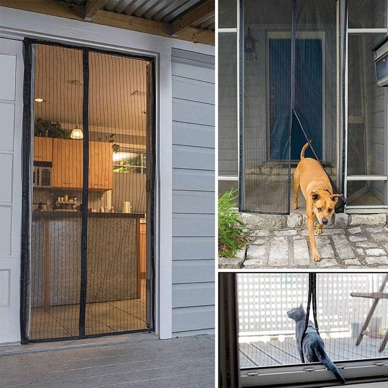 Magnetic Door Screens - 120x210 cm Self-closing - High-Density Insect Screen - No Drilling Required - Grey