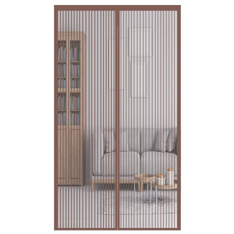 Magnetic Door Screens - 80x210 cm Self-closing - High-Density Insect Screen - No Drilling Required - Brown