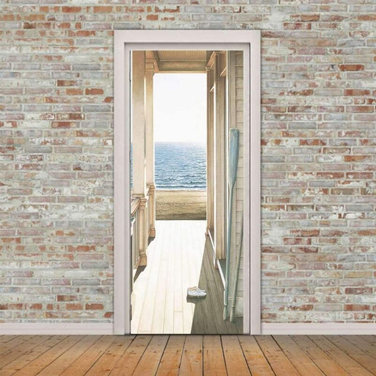 2 Pcs 3D Self Adhesive Removable Door Stickers for Kitchen Bedroom Bathroom Wall, 38.5 x 200 cm