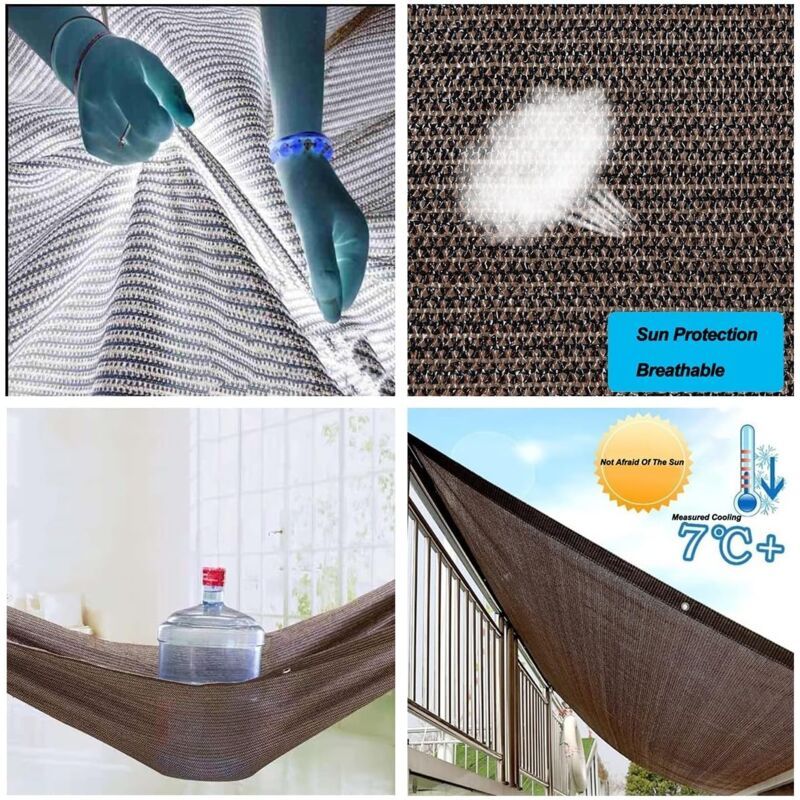 HDPE Shade Cloth with Eyelets for Garden Balcony Greenhouse Pergola, 4 x 4 m